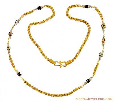 Fancy Meena Balls Chain 22k Gold ( 22Kt Gold Fancy Chains )