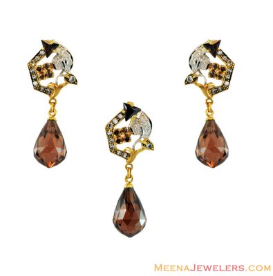 Colored Stones Pendant Set 22k  ( Fancy Pendant Set )