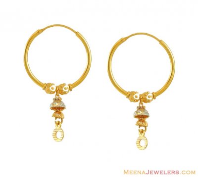 22k Two Tone Bali With Hangings ( Hoop Earrings )