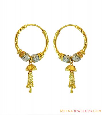 Two Tone Fancy Bali 22K ( Hoop Earrings )