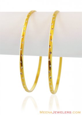 22k Light Two Tone Bangles (2PC) ( Two Tone Bangles )