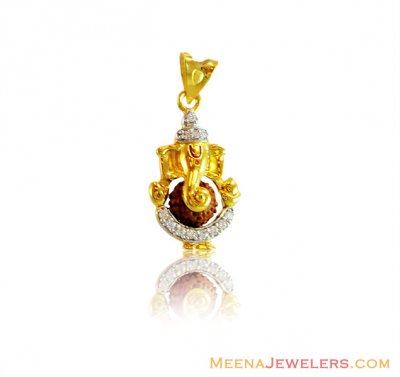 22k Ganesha With Rudraksha Pendant ( Ganesh, Laxmi and other God Pendants )