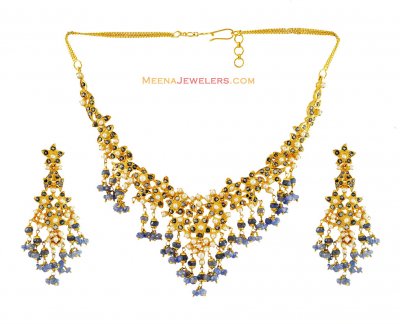 Exclusive Sapphire Necklace Set (22 karat) ( Sapphire Necklace Sets )