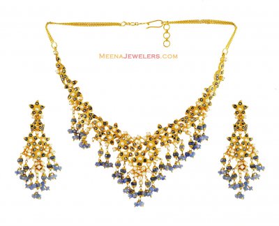 Exclusive Sapphire Necklace Set (22 karat) ( Sapphire Necklace Sets )