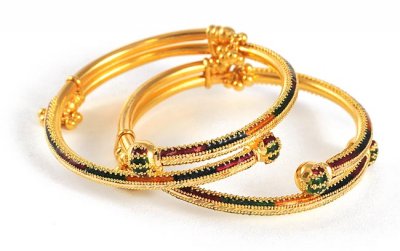 22kt Gold Mennakari Bangles ( Baby Bangles )