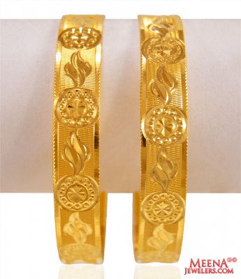 22Kt Gold Machine Bangles (2 Pc) ( Gold Bangles )