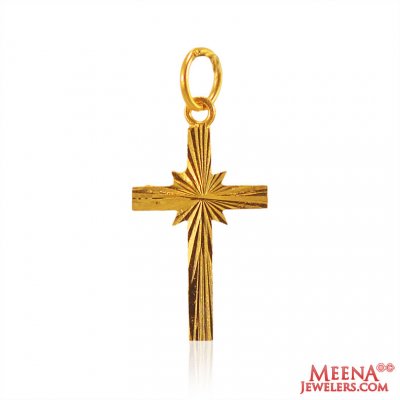 22K Gold Laser Cuts Cross Pendant  ( Jesus Cross Pendants )