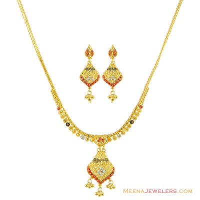 22k Gold Three Tone Necklace Set ( Light Sets )