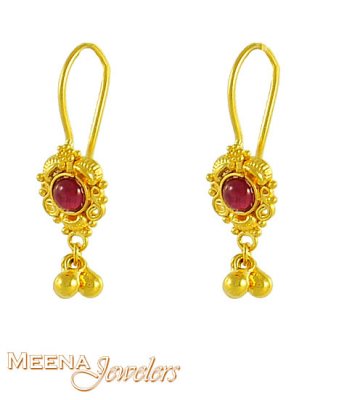 Gold Hook Earrings ( 22Kt Gold Fancy Earrings )