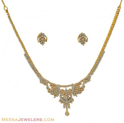 Fancy signity necklace set (22k gold) ( Gold Designer Sets )