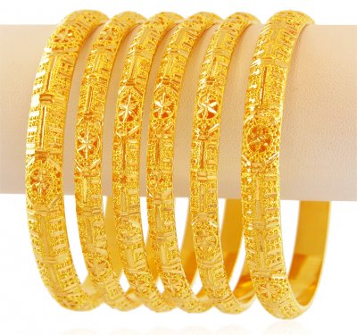 4 PCs 22K Gold Bangles Set ( Set of Bangles )