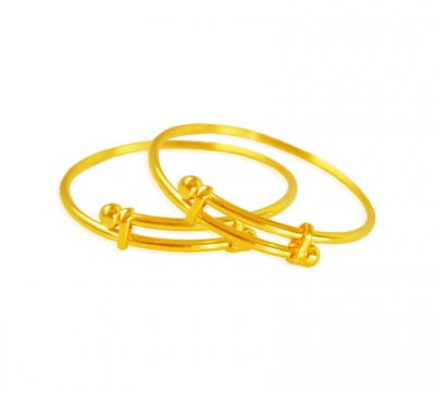 22 Karat Gold Plain Kids Kada ( Baby Bangles )