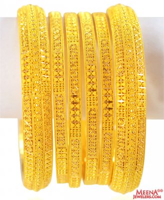 22K Gold Bangles (6 pcs ) ( Set of Bangles )