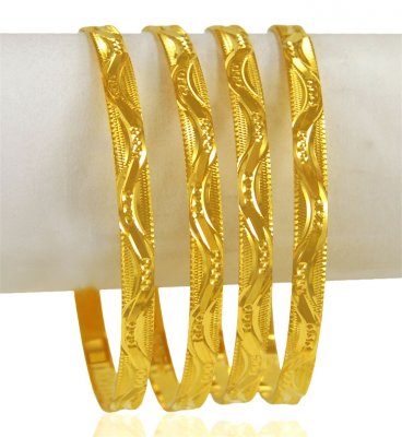 22 K Machine Made Bangles(set of 4) ( Gold Bangles )