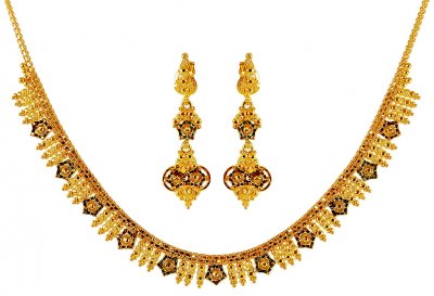 22Kt Gold Meenakari Necklace Set ( Light Sets )