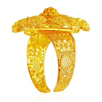 22Kt Gold Adjustable Floral Ring  ( Ladies Gold Ring )