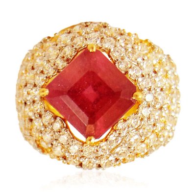 22Kt Gold Cubic Zircon Ring ( Ladies Signity Rings )