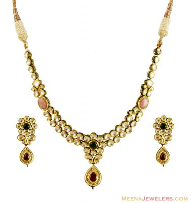 22Kt Gold Kundan Set ( Antique Necklace Sets )