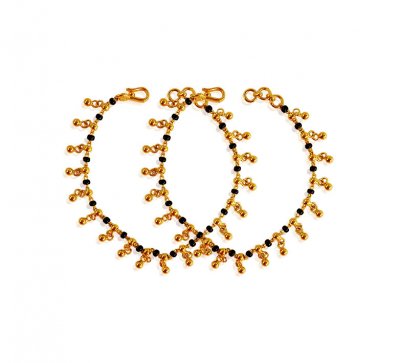 22k Gold baby Mania ( Black Bead Bracelets )