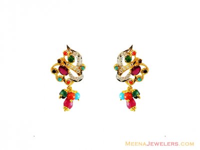 22k Designer Precious Stone Earring ( Precious Stone Earrings )