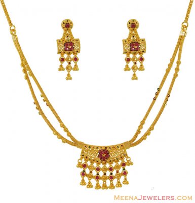 22k Fancy Necklace Earring Set ( 22 Kt Gold Sets )