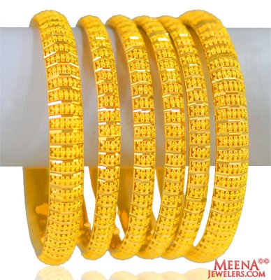 22K Gold Bangles Set of 6 ( Set of Bangles )