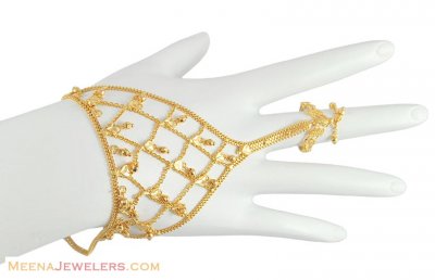 22Kt Gold Bracelet with Ring ( Ladies Bracelets )