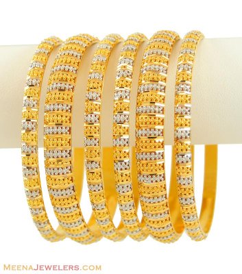 22Kt Two Tone Bangles Set ( Set of Bangles )