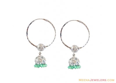 22K Fancy Chandelier Hoops White Plated  ( Hoop Earrings )