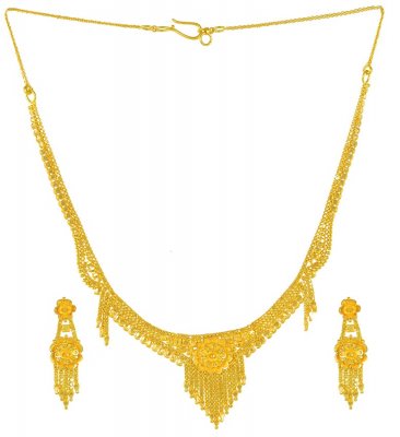 Yellow Gold Three Piece Necklace Set ( Light Sets )