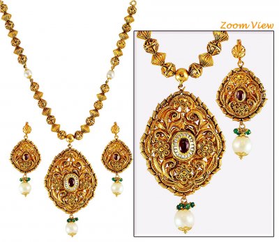 Beautiful Antique 22K Necklace Set ( Antique Necklace Sets )