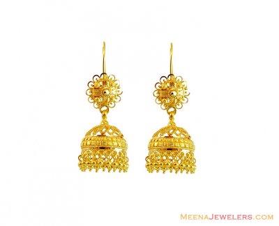 22K Hook Chandelier Earrings  ( 22Kt Gold Fancy Earrings )