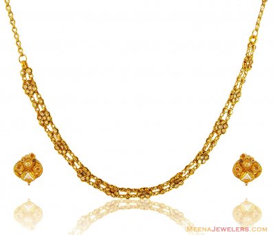 Antique Floral Necklace Set 22k ( Antique Necklace Sets )