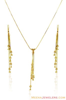 Fancy CZ Hangings Necklace Set 22k  ( Light Sets )