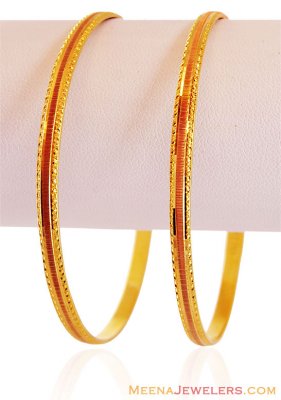 22K Fancy Machine Bangles (2PC) ( Gold Bangles )