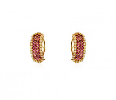 Fancy 22K Ruby Pearls Earrings ( Clip On Earrings )