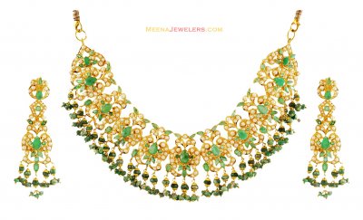 Gold Emerald Necklace Set ( Emerald Necklace Sets )