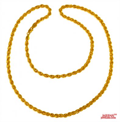 22 Kt Hollow Rope Chain (26 Inches) ( Plain Gold Chains )