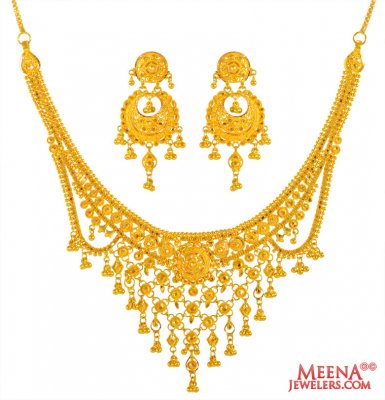 22Kt Gold Necklace Earring Set ( 22 Kt Gold Sets )