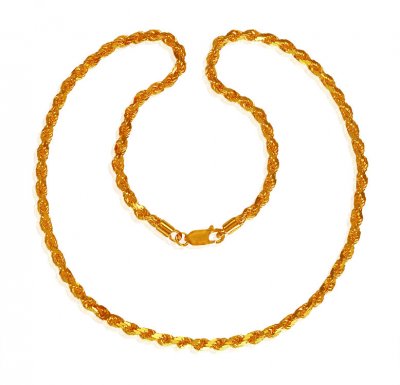 22 Karat Gold Rope Chain (20 Inch) ( Men`s Gold Chains )