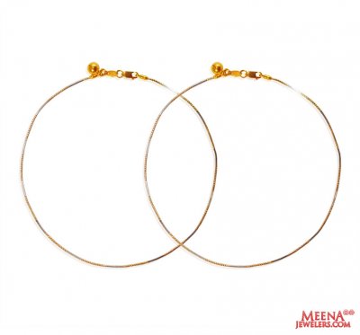 22K Two Tone Kids Anklet (2 pcs) ( Gold Anklets )