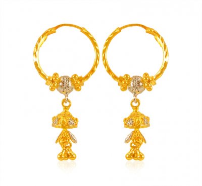 22karat Gold TwoTone Hoop Earring ( Hoop Earrings )