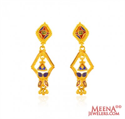 22k  Meena long Earrings ( 22Kt Gold Fancy Earrings )