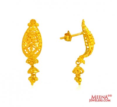 22 kt Gold Filigree Earrings ( 22 Kt Gold Tops )