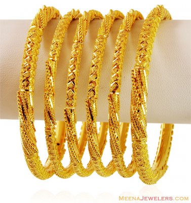 Gold Bangles Set(Set of 6) ( Set of Bangles )