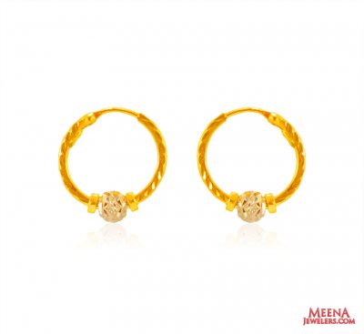 22 Kt Gold Two Tone Bali for babies ( Hoop Earrings )