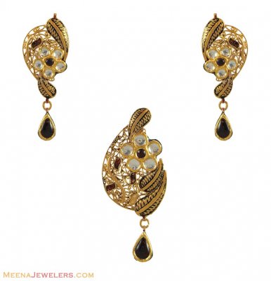 22K Fancy Kundan Pendant Set ( Antique Pendant Sets )