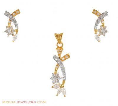 Signity Two Tone Pendant Set ( Fancy Pendant Set )