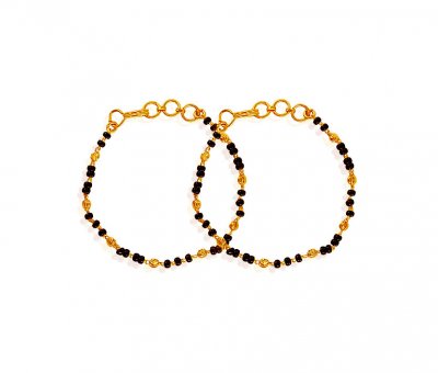 22K Gold Beads Kids Bracelet ( Black Bead Bracelets )
