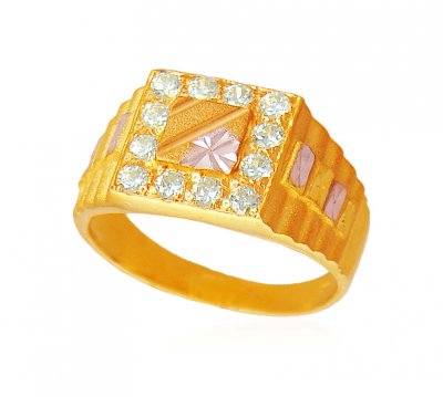 22k Two Tone Mens Ring ( Mens Gold Ring )